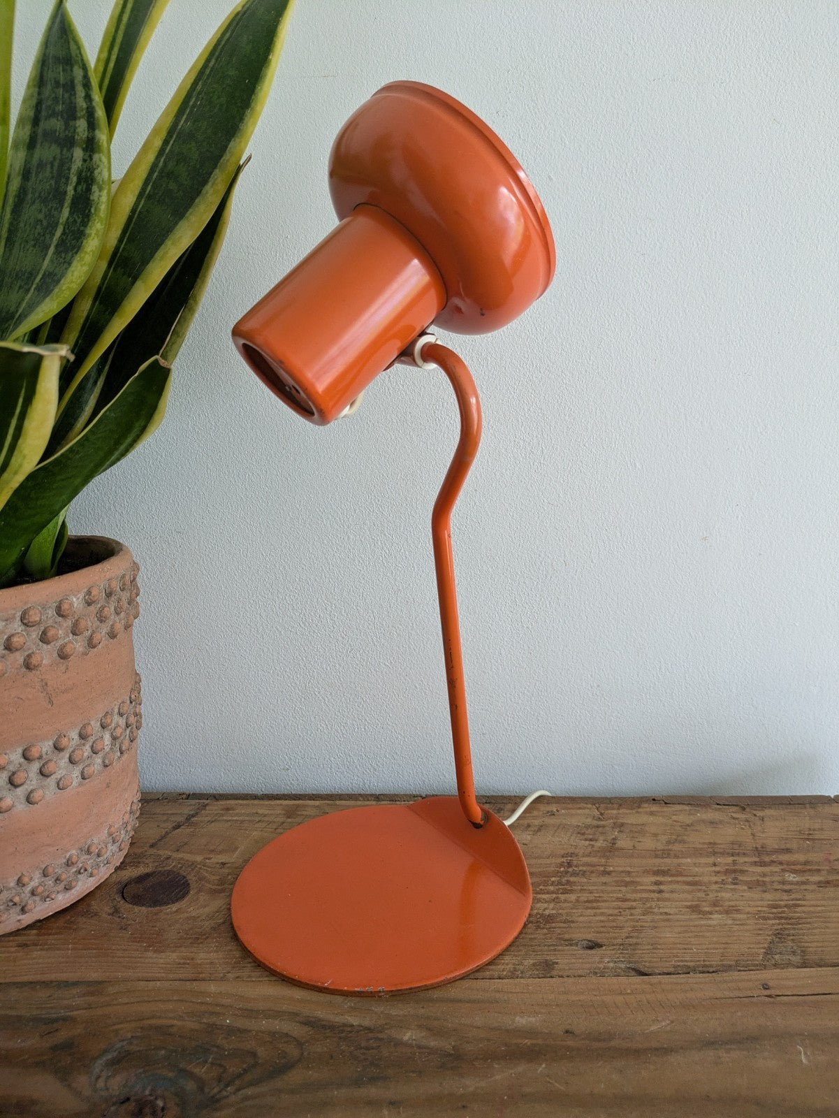 Vtg Midcentury German Leuchten Retro Desk Reading Lamp Light Orange Metal 60/70s