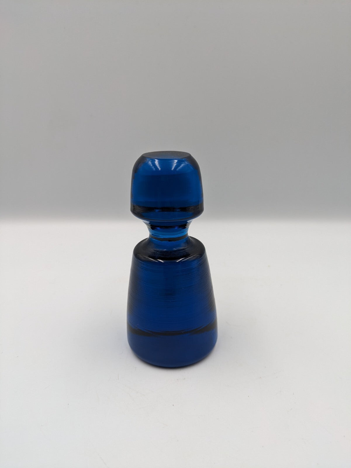 Vintage Large Krosno Cobalt Blue  Glass Decanter Bottle Stopper Paperweight 