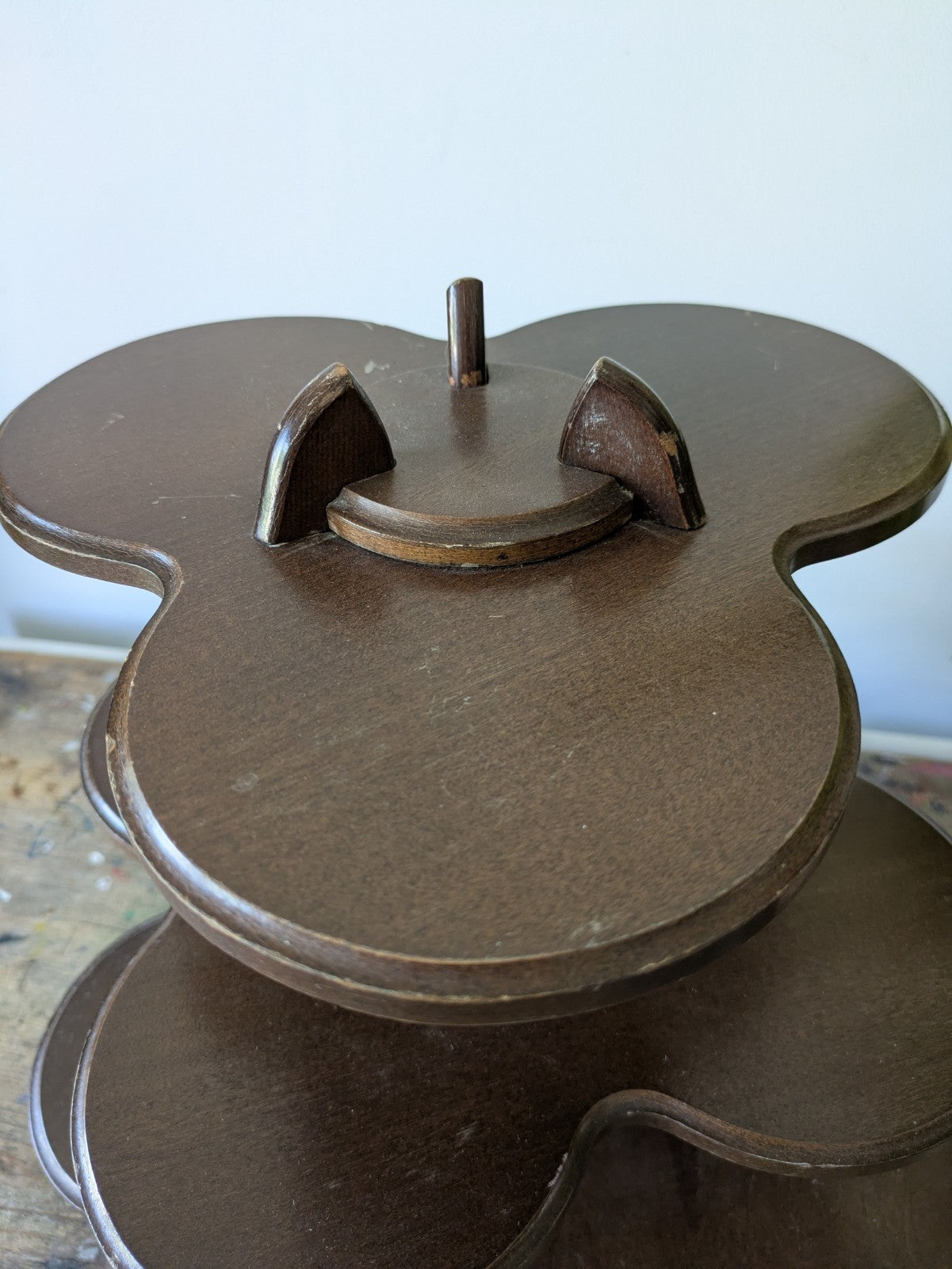 Vintage Wooden Clover Leaf 3 Tier Stand Cakes Cupcake Display Trinket Figurine