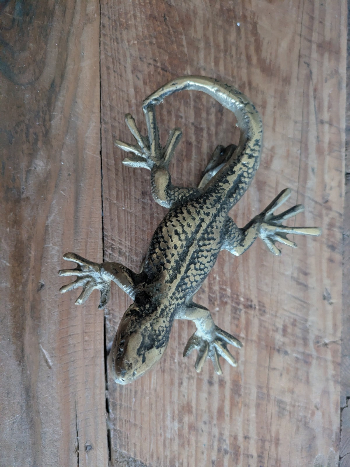 Front Door Knocker Lizard Antique Brass Animal Heavy Chunky Large Vintage Prop