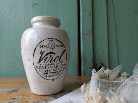Antique Vintage Virol Ideal Fat Food Bone Marrow Stoneware Home Décor Pot Jar. 