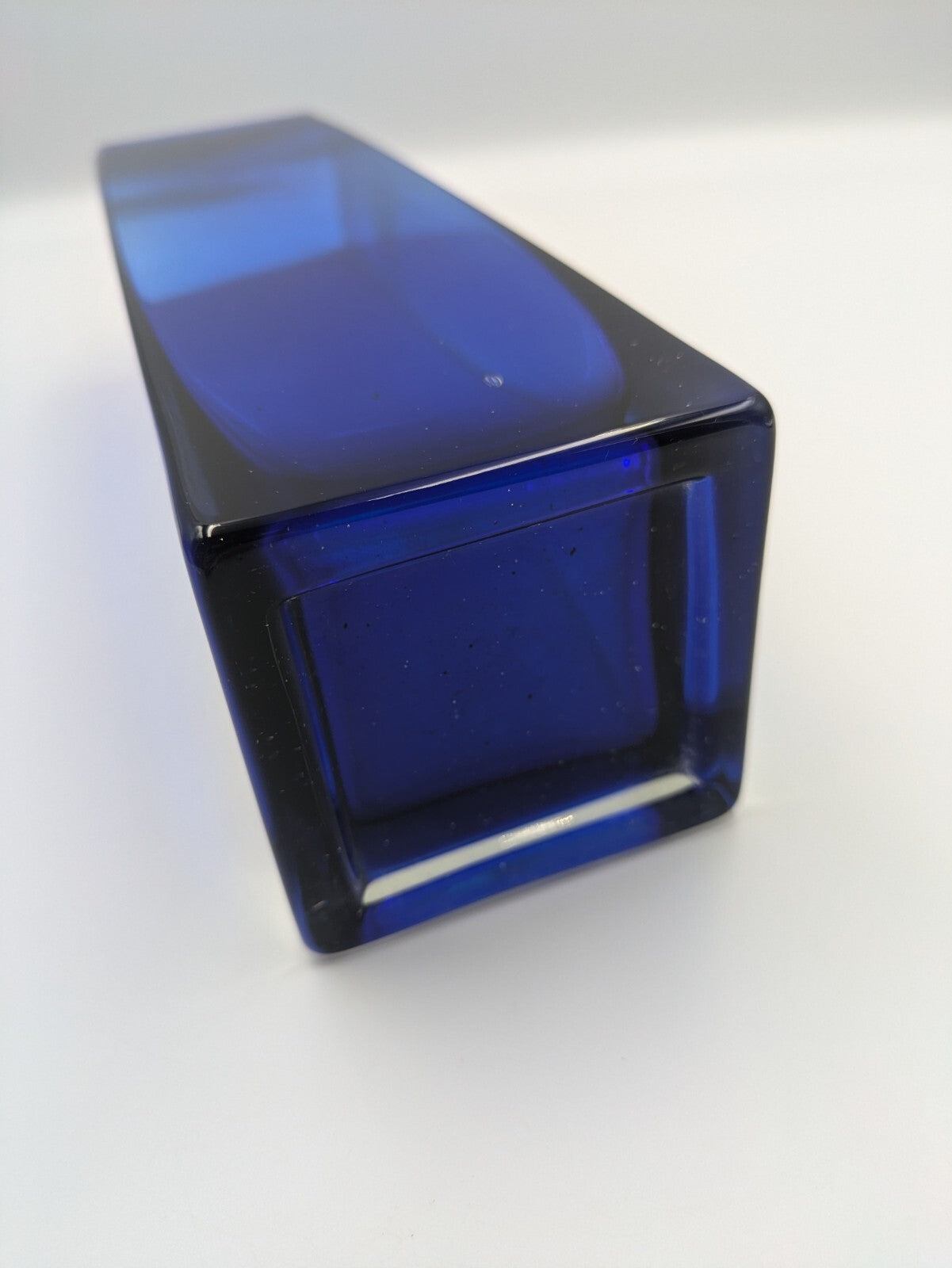 1970s Czech Bohemian Sommerso Cobalt Blue Vase by Petr Hora Square Retro Mid Cen