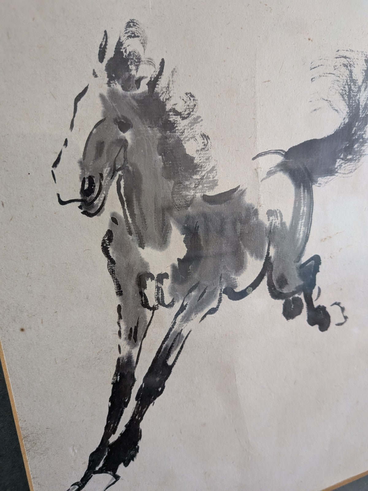 XU BEIHONG 徐悲鴻 Painting 'Horse' Collectible Chinese Art Asian Ink Frame Vintage 