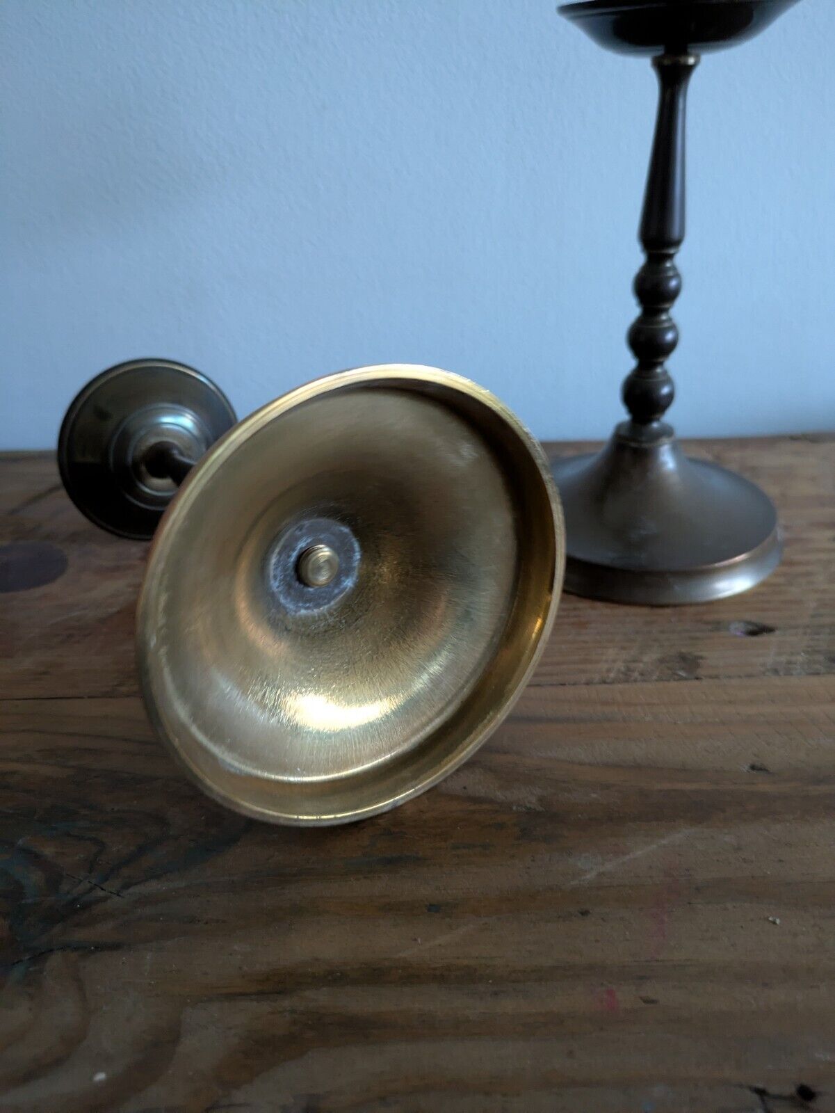 Pair Of Vintage Indian Brass Candle Holders Candle Sticks Set Two Prop Mantle
