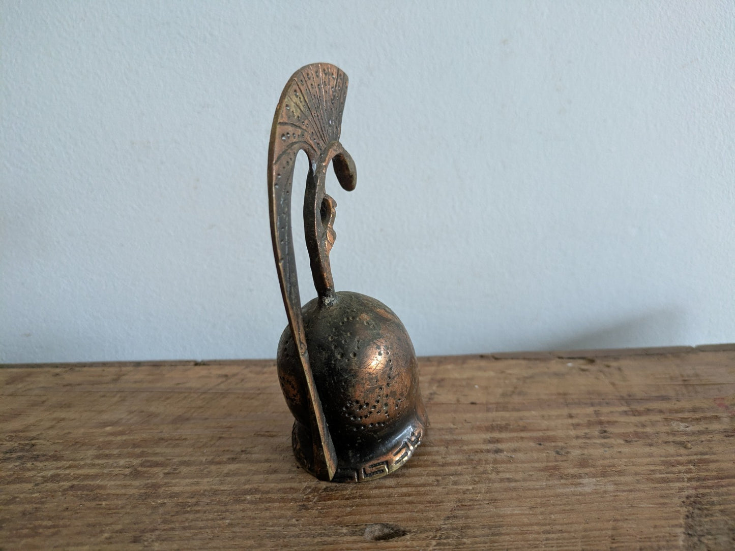 Old Decorative Art Bell Gladiator Helmet Roman Trojan Warrior Vtg Cast Bronze