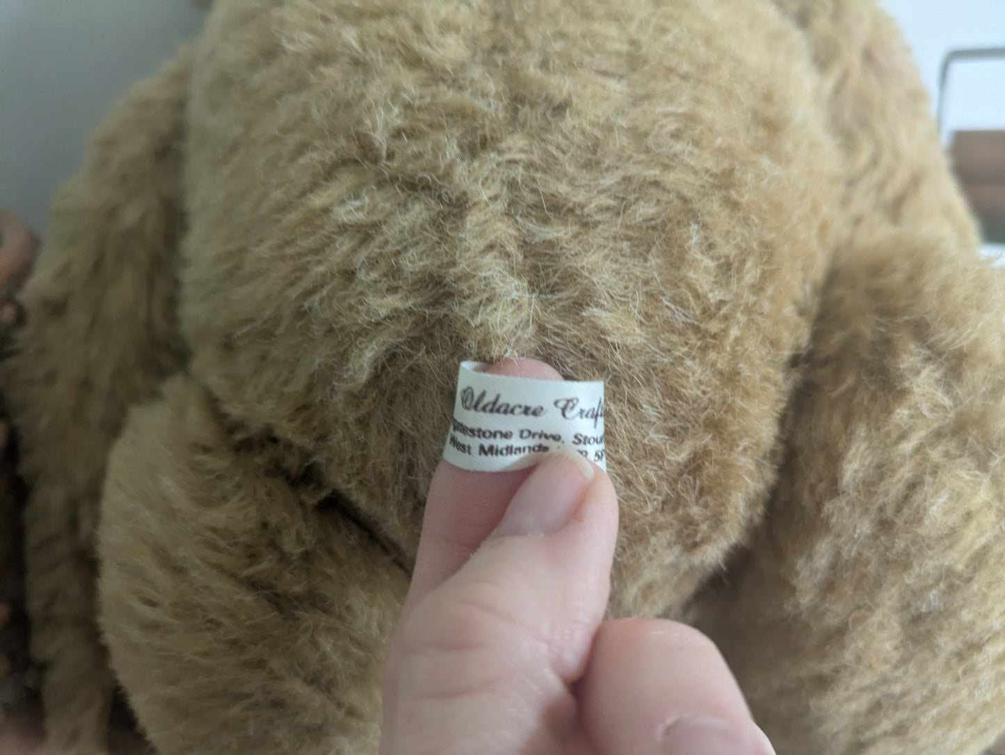 Vintage Old Mohair Teddy Bear Soft Toy Jointed Limbs Oldacre Crafts UK 70s 80s