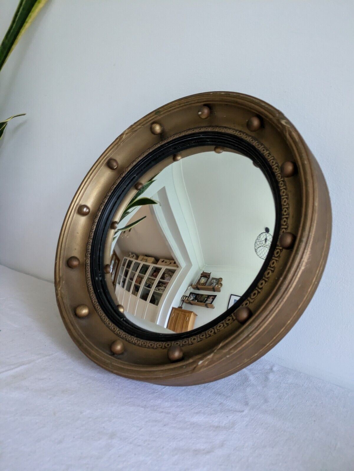 Antique Early / Mid 20th Century Butlers Porthole Convex Mirror Regency Style