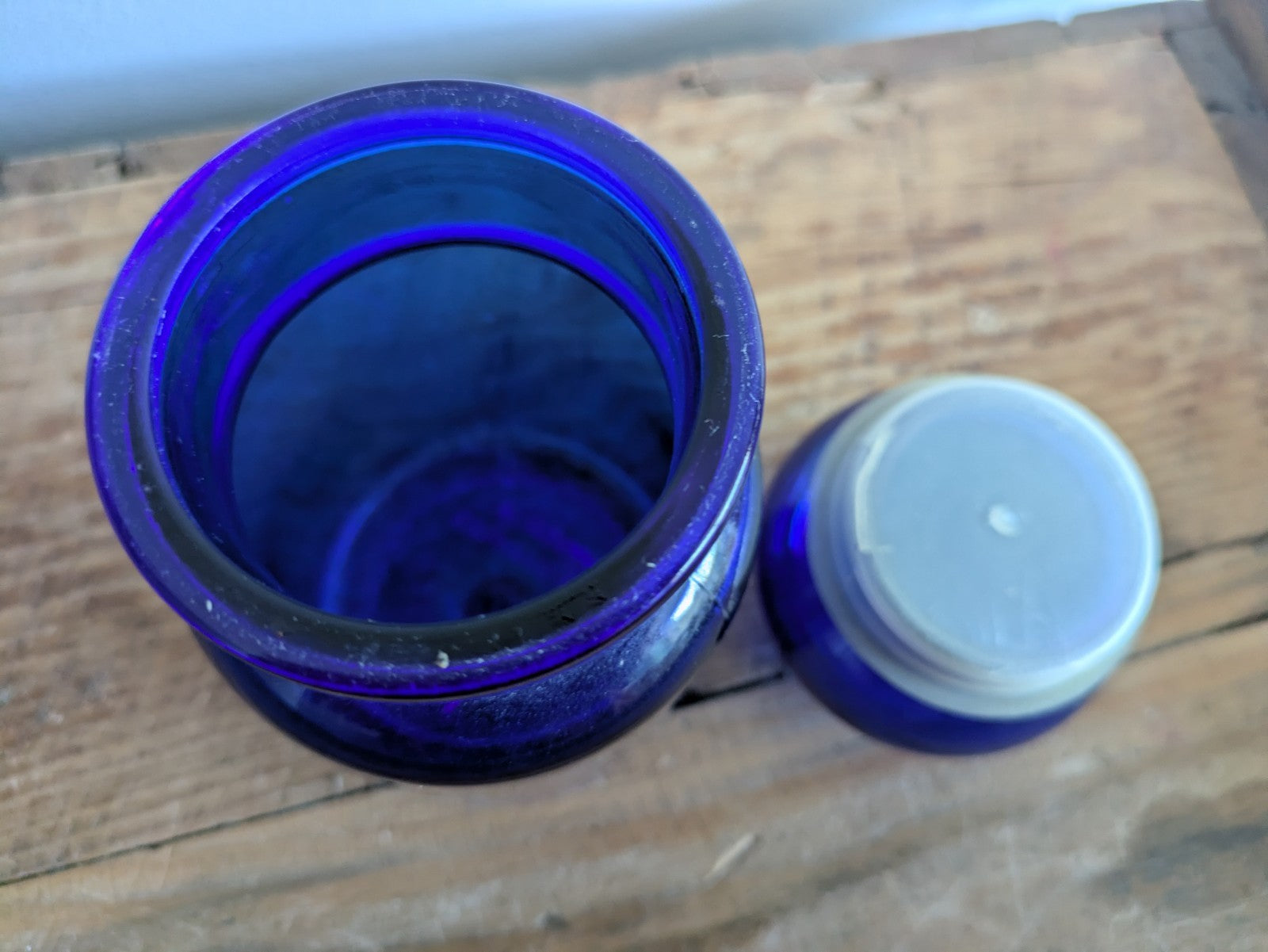 Vintage Blue Glass Cobalt Apothecary Storage Jar Made in Belgium 17cm High Vgc