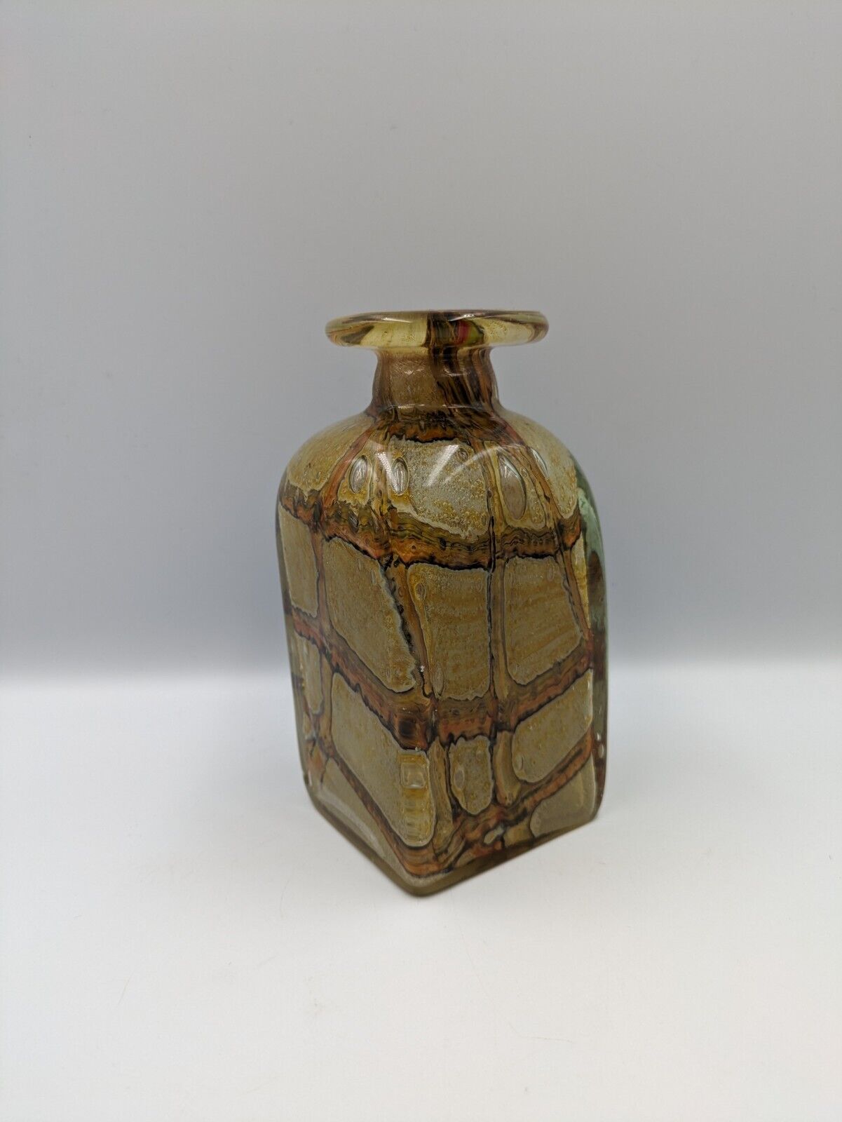 Rare Vtg Mid Cntury Mdina 70s Art Glass Bottle Mdg Vase Earthtones Vicente Boffo