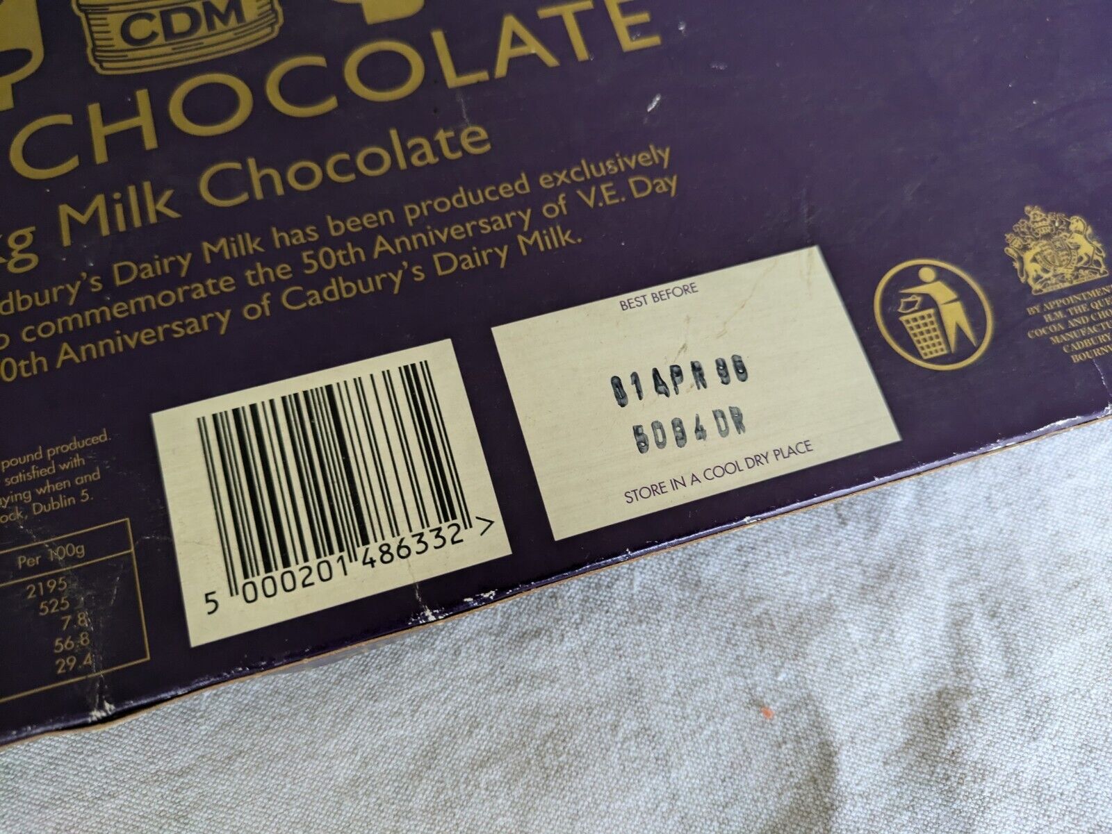 Vintage Cadbury's Milk Chocolate Box 1kg Rare Size 1996 Design Of 1945 Packaging