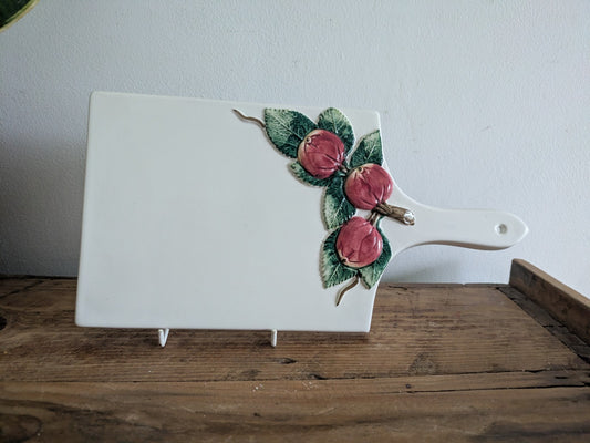 Made Italy Bassano Ceramic Cutting Chopping Board Wall Decor Kitchen Vtg Apples