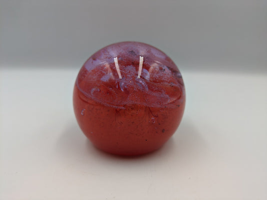 Glass Paperweight Caithness Inferno Scotland Red Ball Controlled Bubbles Purple 