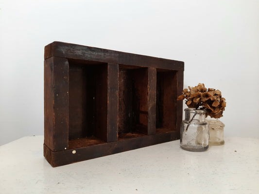 Vintage Wooden small sectional Trug Kitchen Tidy Tray garage garden wall shelf