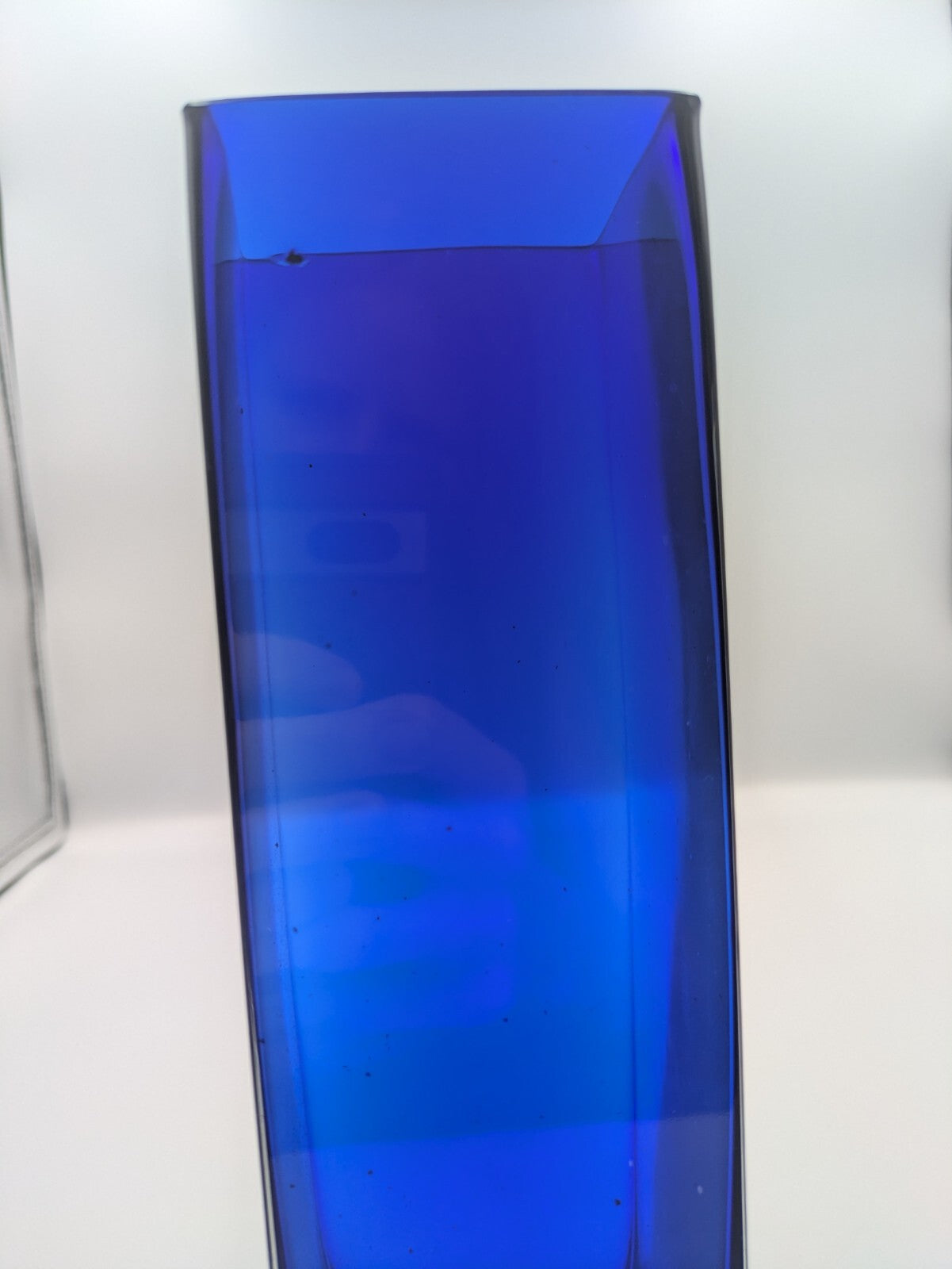 1970s Czech Bohemian Sommerso Cobalt Blue Vase by Petr Hora Square Retro Mid Cen