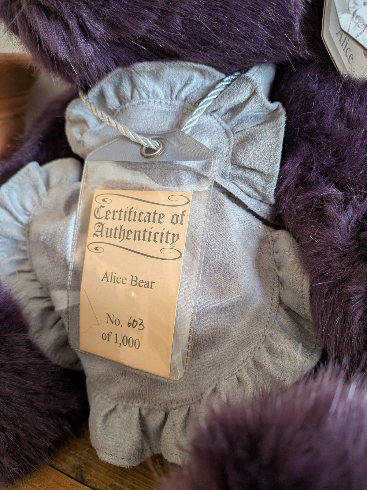 Alice Bear Limited Edition Silver Tag Bears By Suki Vgc Purple Large Collectors