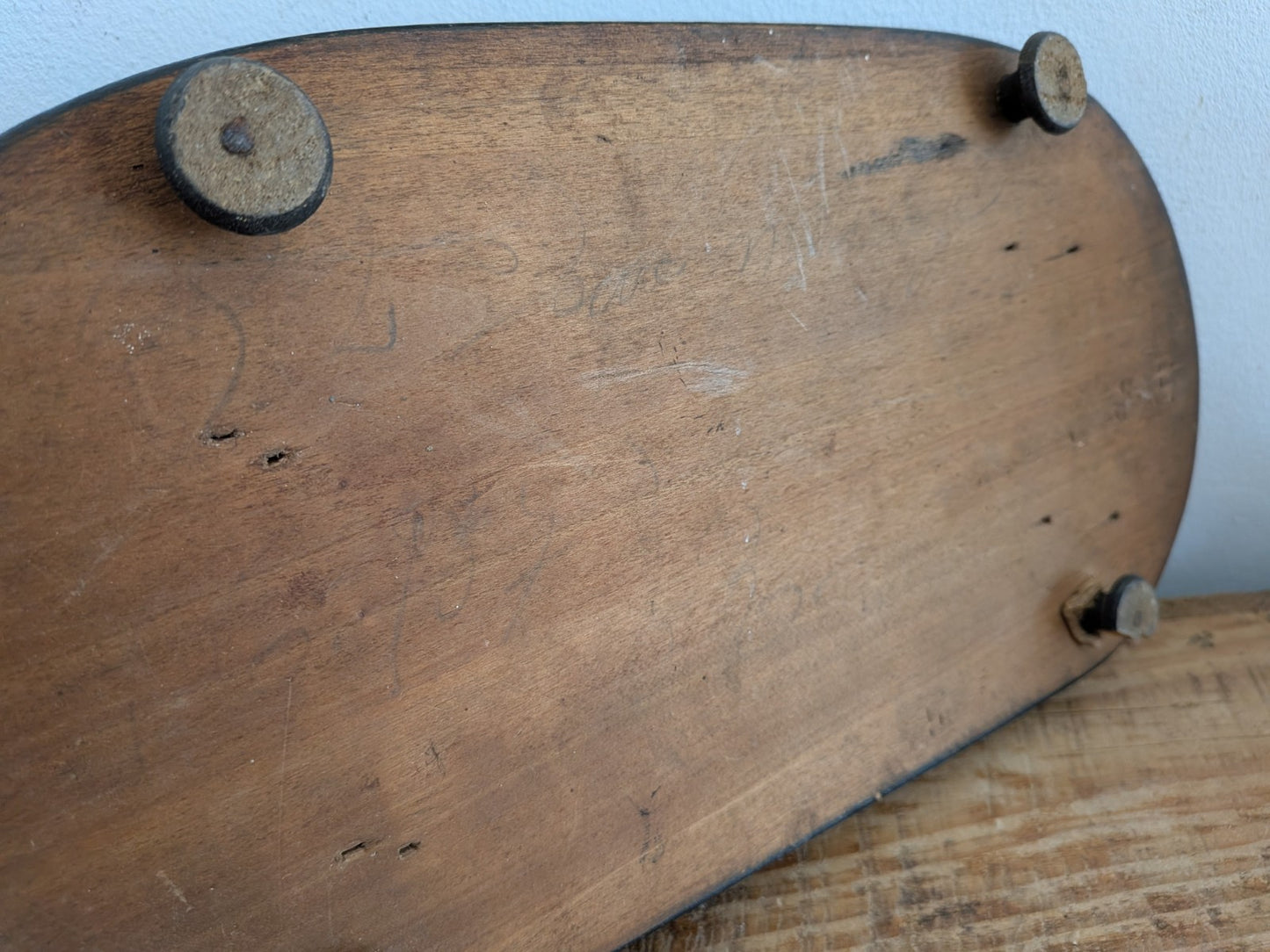 Antique Oval Wooden Base for Glass Dome Early 20th-C French Taxidermy Clock Vtg