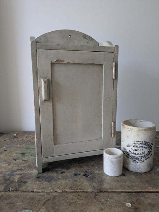 Vintage Mid-century Bathroom Chippy Wooden medical wall cabinet Retro White Prop