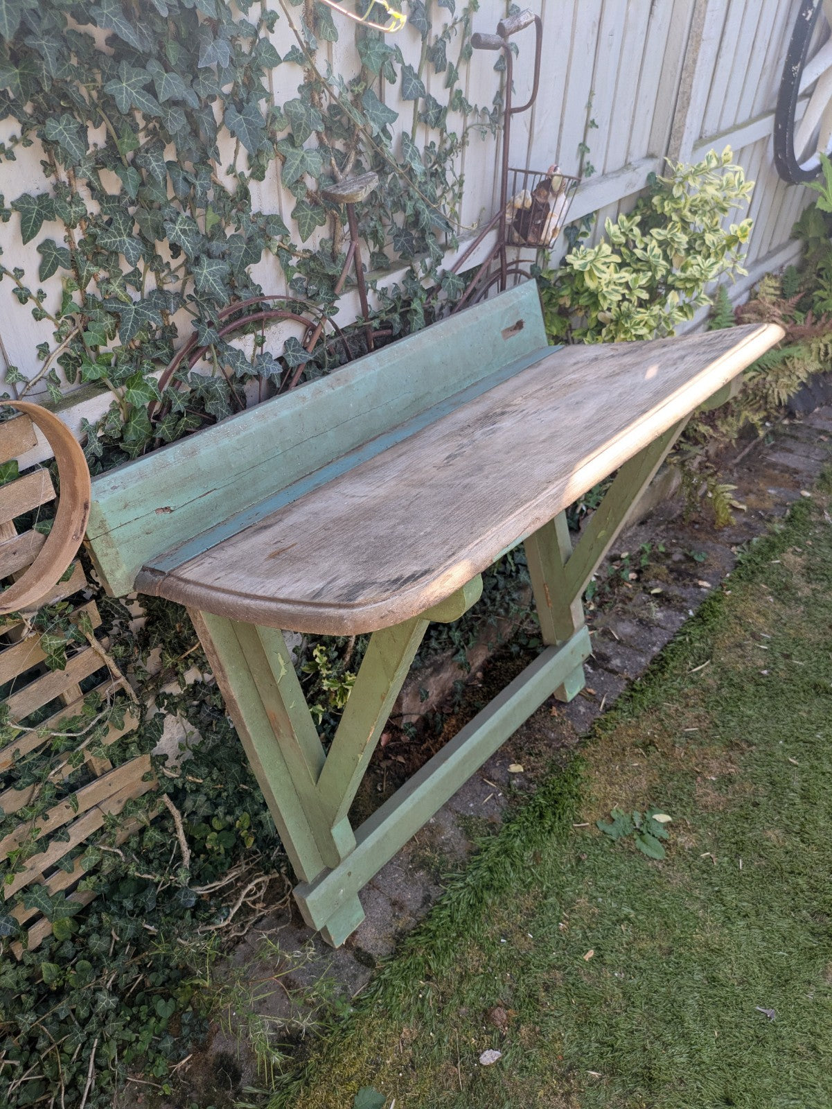 Vintage Antique Folding Table Pine Rustic Drop Down Wall Mounted Primitive Old 