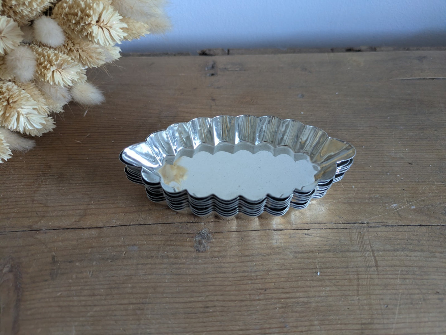 8 Metal Small Mini Fluted Tart Boat Barquette Chocolate Baking Molds OBLONG VTG 
