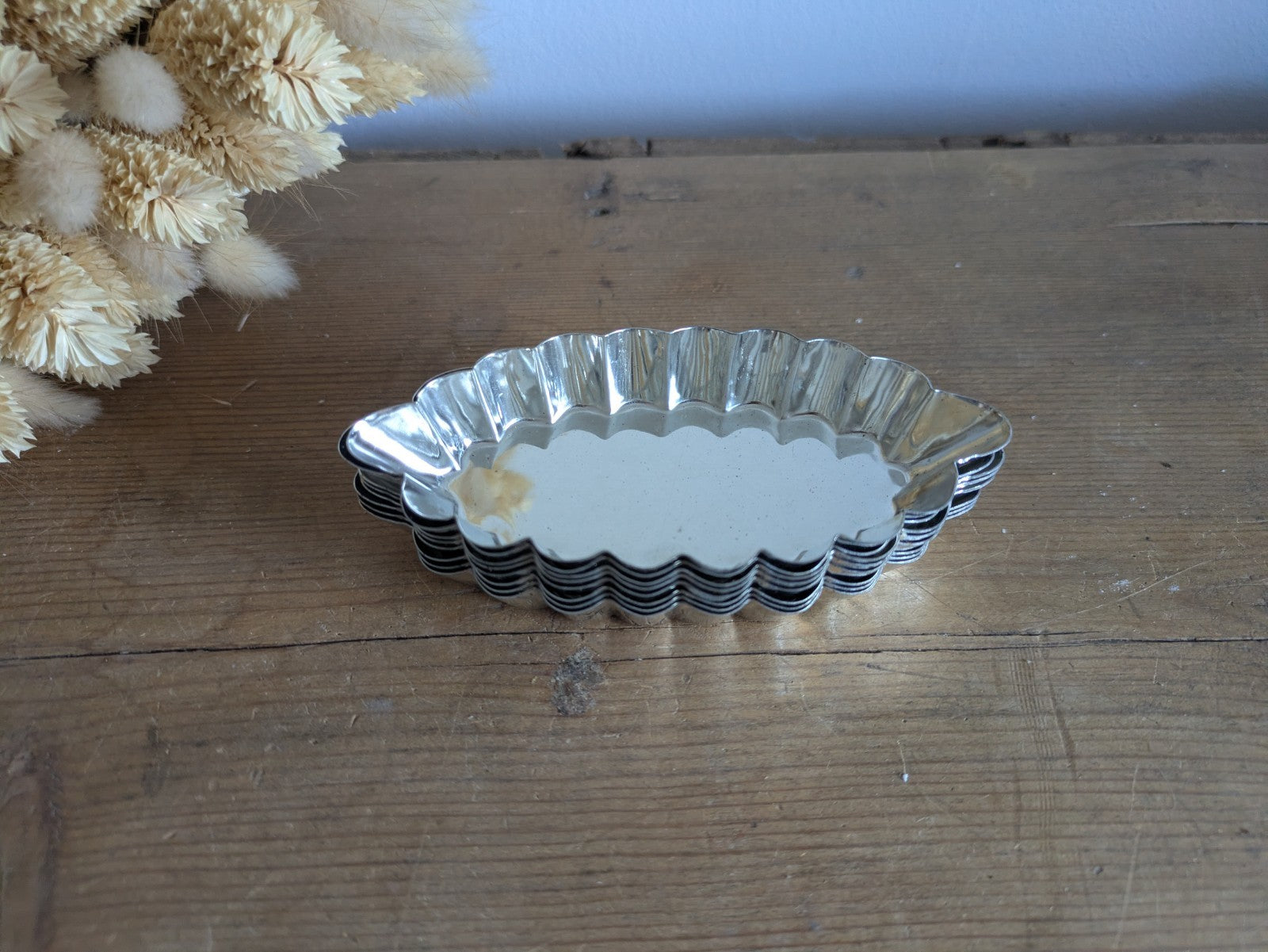 8 Metal Small Mini Fluted Tart Boat Barquette Chocolate Baking Molds OBLONG VTG 