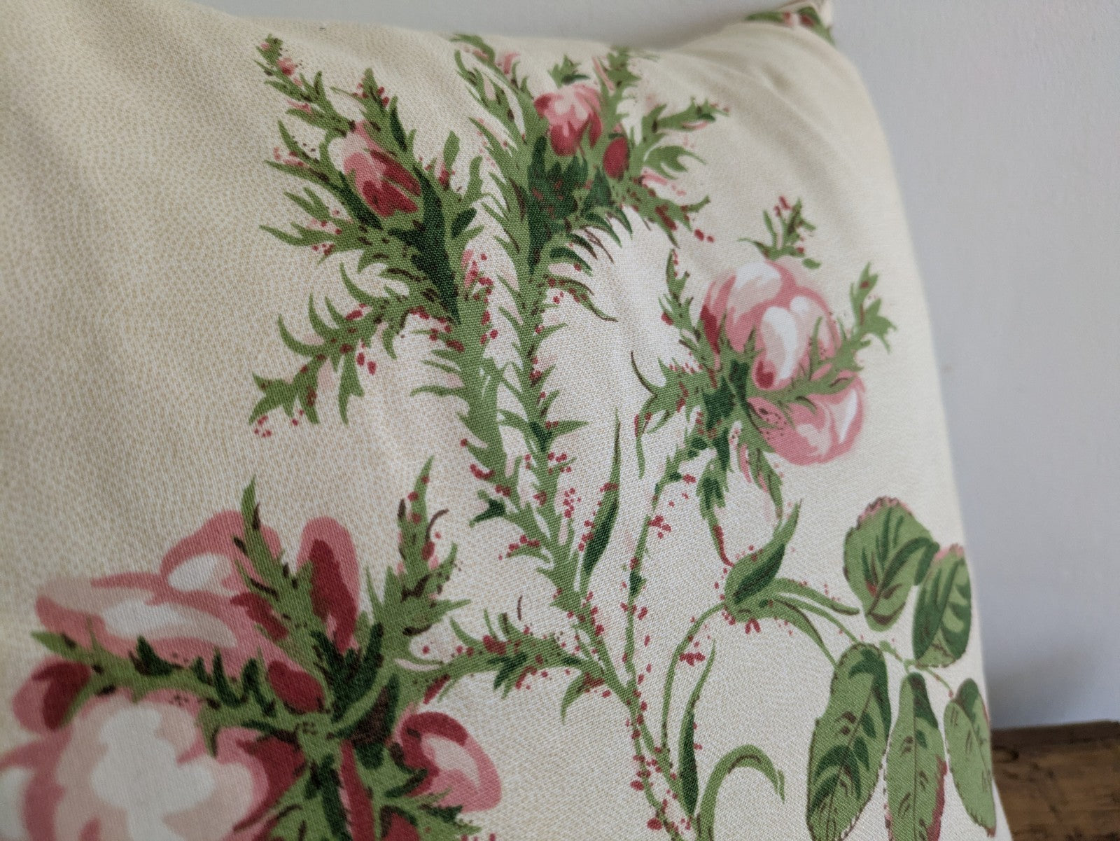 Pair Pretty Cushion Cover Filled Vintage Floral Rose Pink Shabby Chic Handmade 2