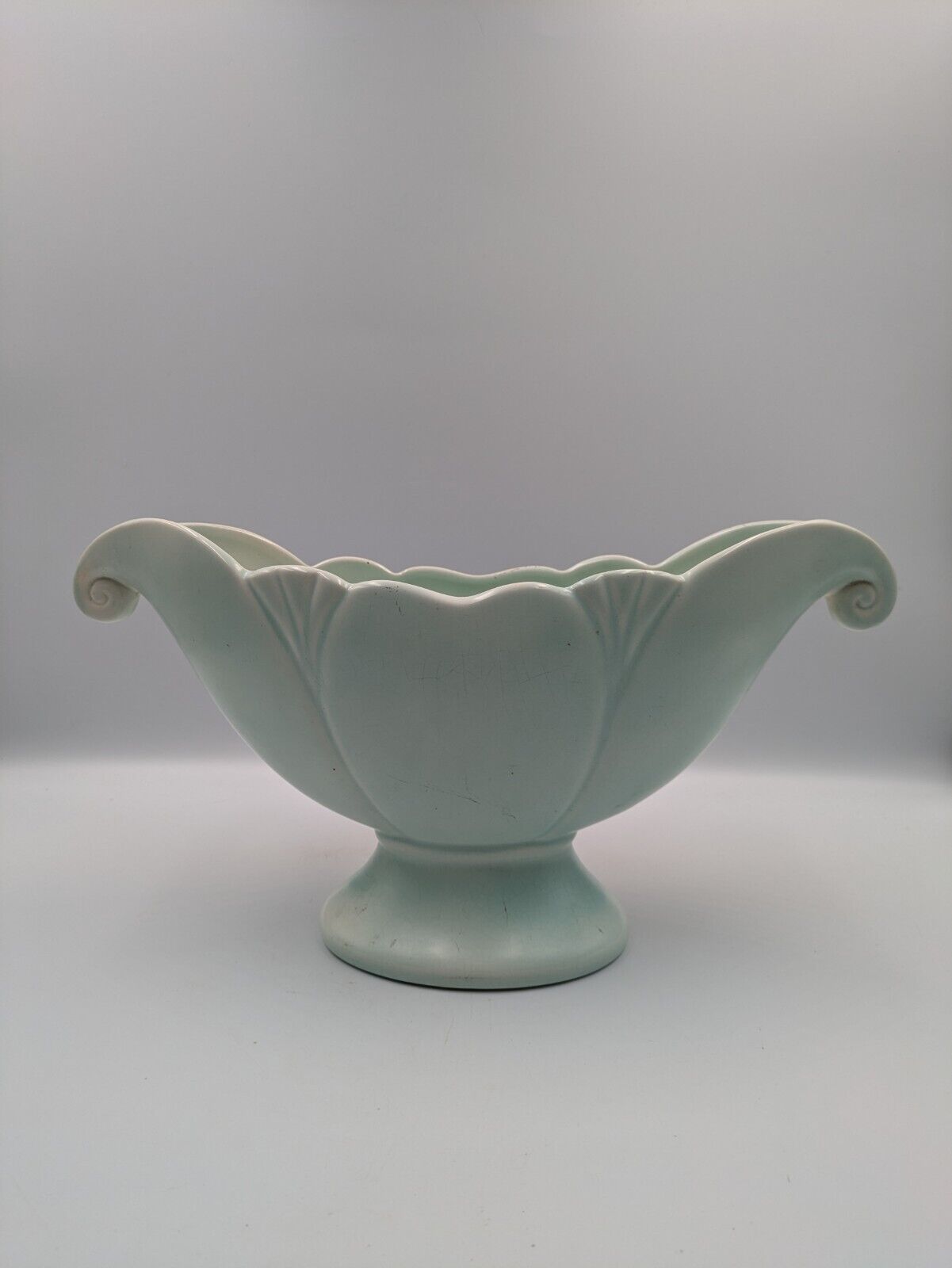 Arthur Wood Vintage Pastel Green Mantle Vase two-handled 1950s Retro Pottery Vgc