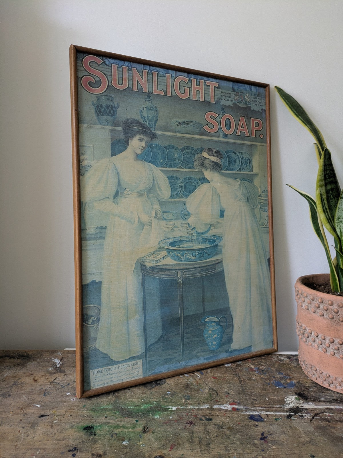 Sunlight Soap vintage 70s Print Framed Women Housework China Washing Advertising