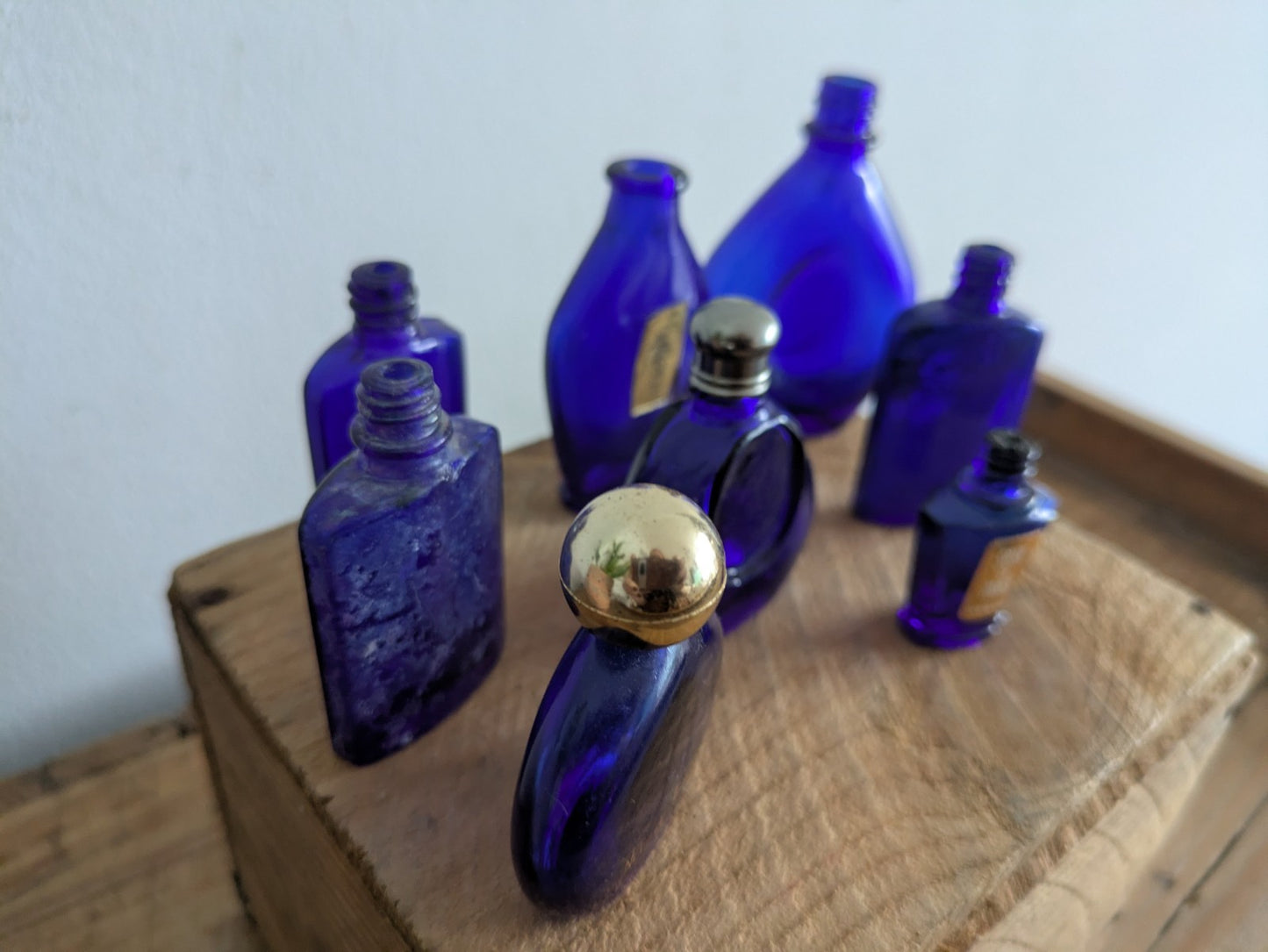 8x Niki de Saint Phalle Perfume Bottle Vtg Cobalt Blue Bourjois Soir de Paris 