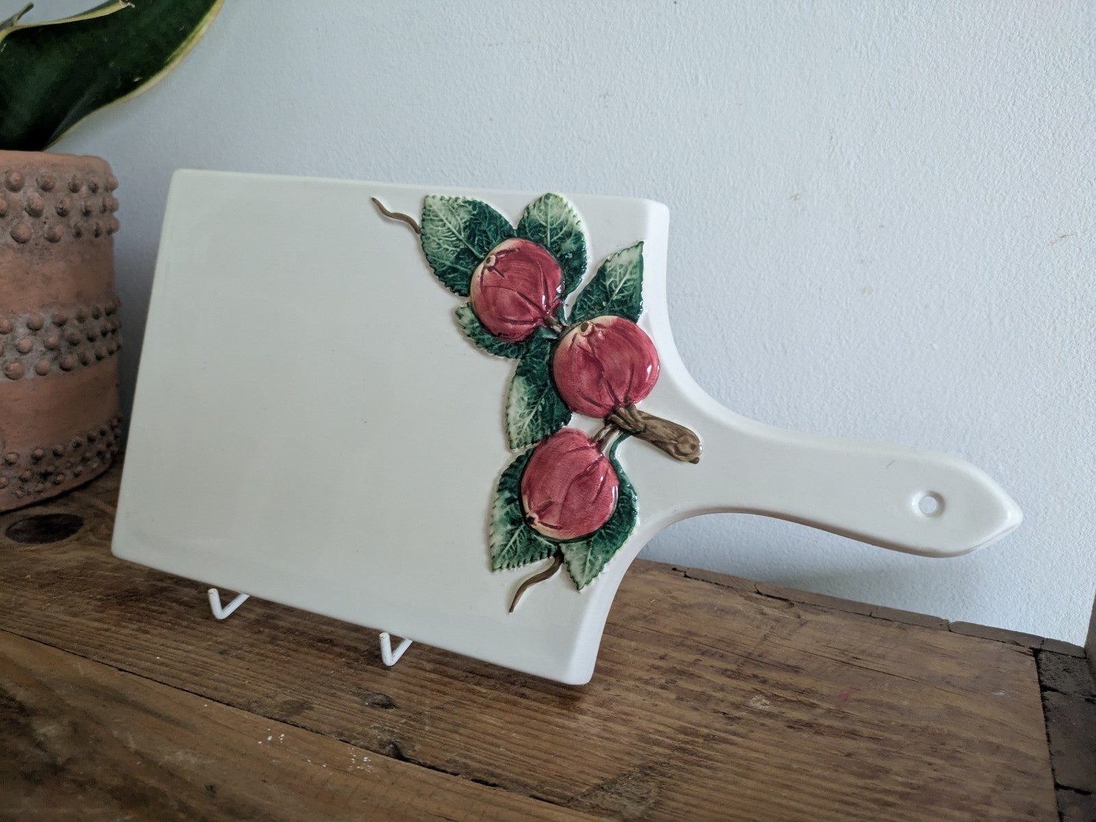 Made Italy Bassano Ceramic Cutting Chopping Board Wall Decor Kitchen Vtg Apples