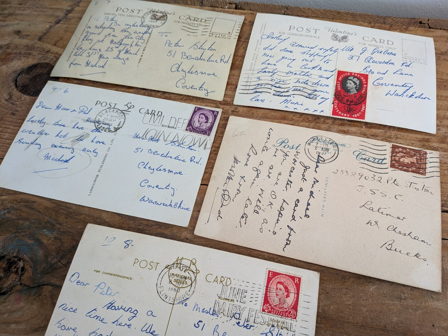 5x BLACKPOOL Vtg Vintage Rhyl Worcester Aylesbury Multi View Postcards 50s Stamp