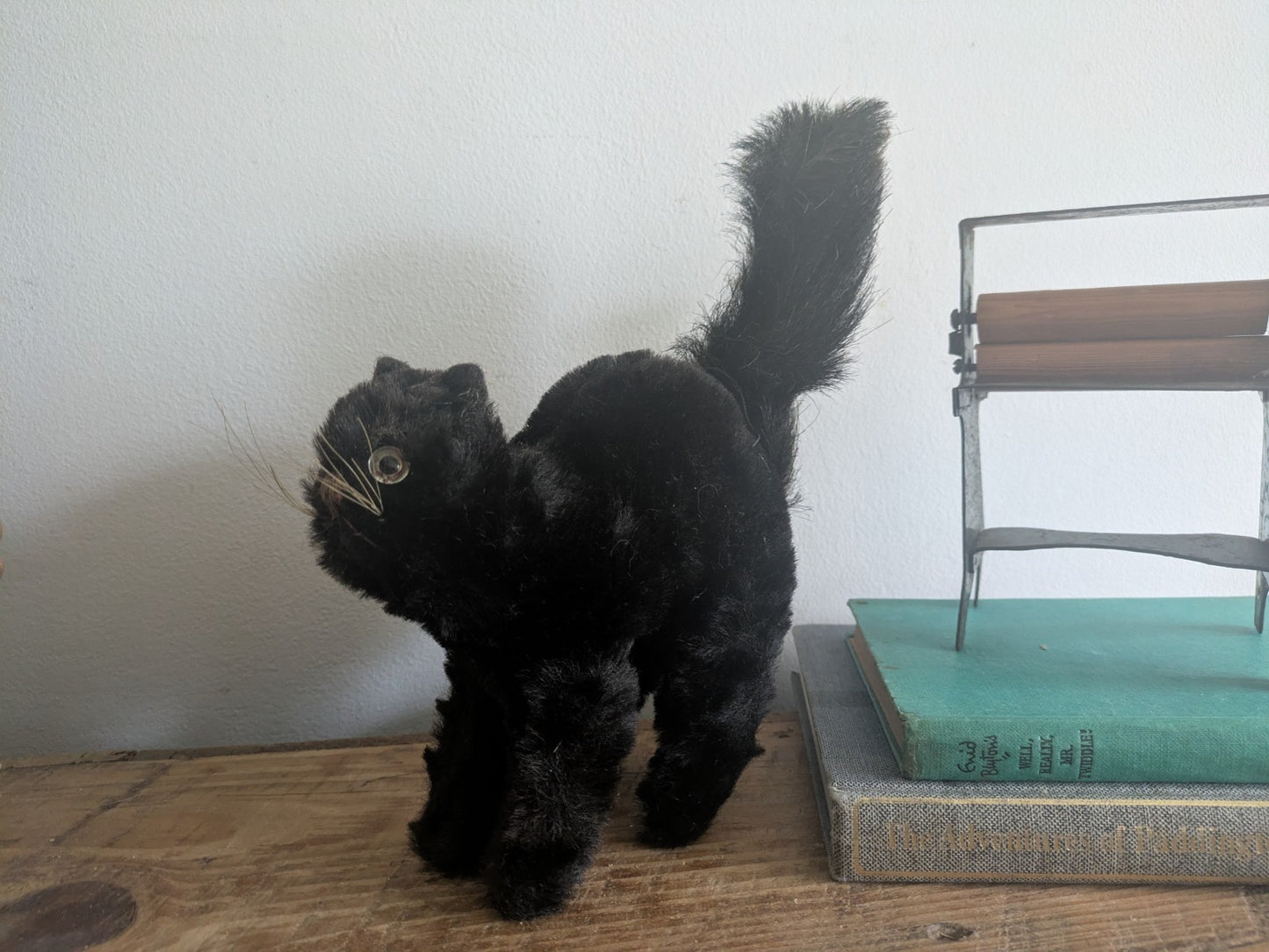 Vintage Steiff Scaredy Black Tom Cat Halloween Angry Mohair Kitten Farnell Back