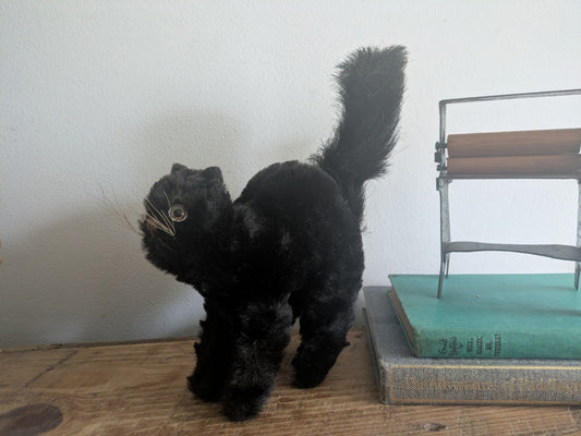Vintage Steiff Scaredy Black Tom Cat Halloween Angry Mohair Kitten Farnell Back