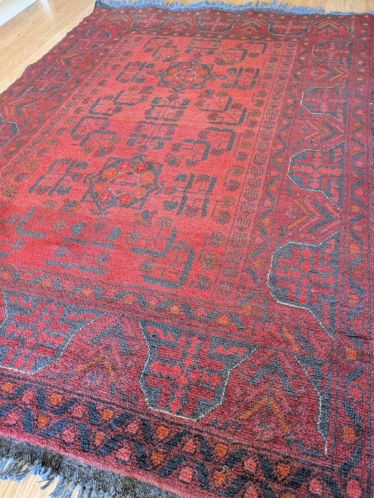 Afghan Handwoven Oriental Rug 151x99cm Top Condition Oriental Carpet Rug Red Lrg