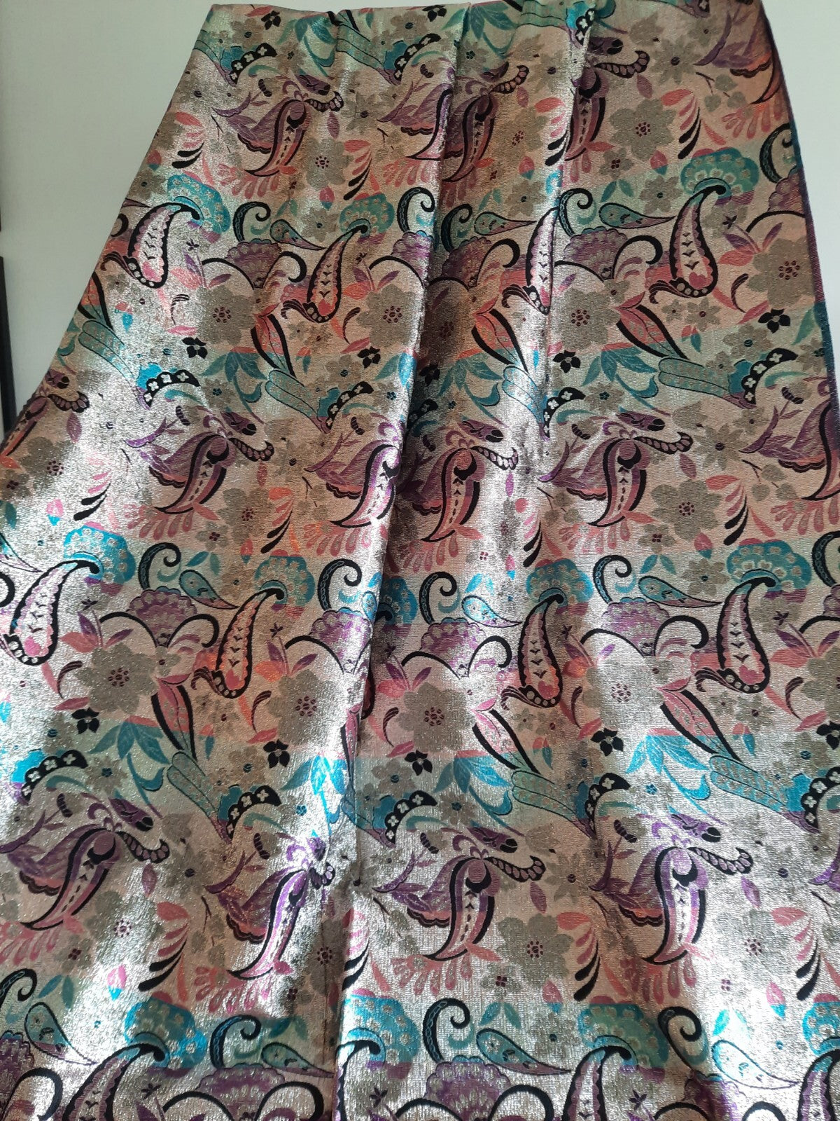 Vintage Retro Fabric Floral Paisley SPACE AGE Print Offcut 3.88M X .925M RARE MC