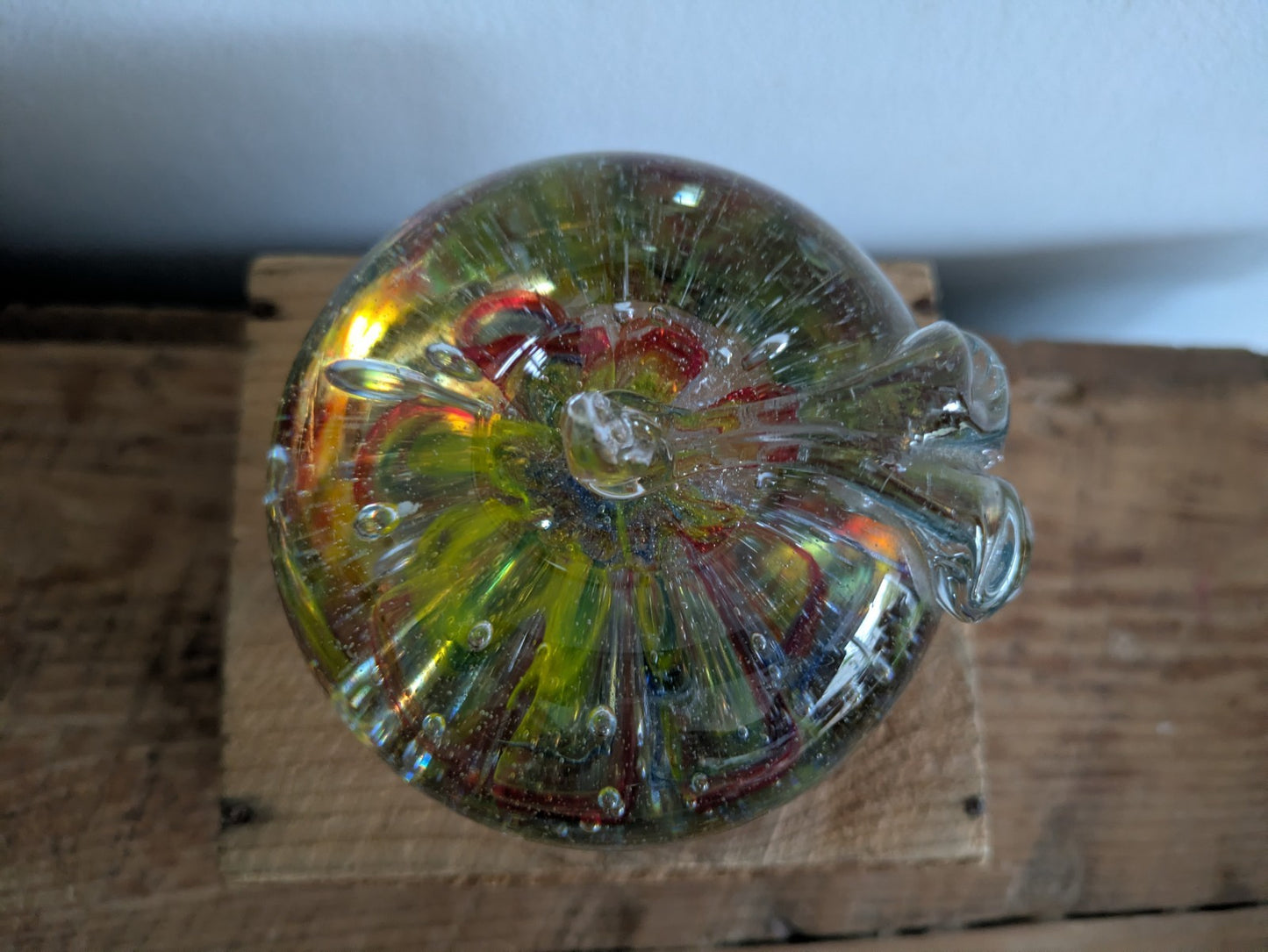 Vintage Murano Italian Art Glass Apple Shaped Paperweight Scramble Large Colour