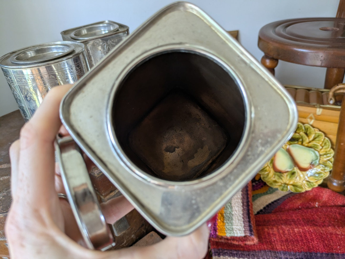 Vintage Canister Set Finest Quality Cuban Sugar, Coffee, Fine Teas Silver Metal