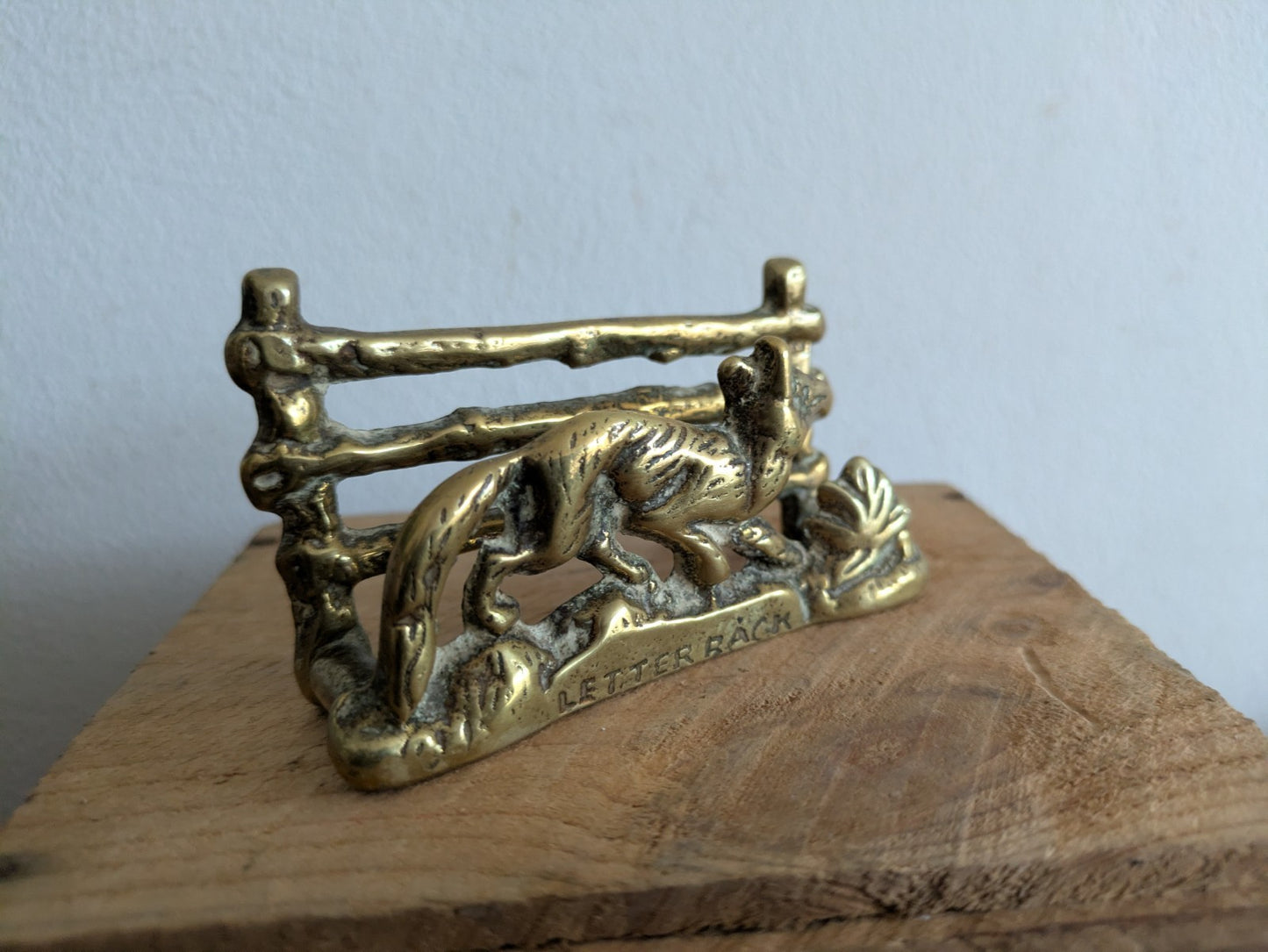 Antique Brass Letter Rack Circa 1890 Fox By The Fence Ornate Design Vintage Vgc