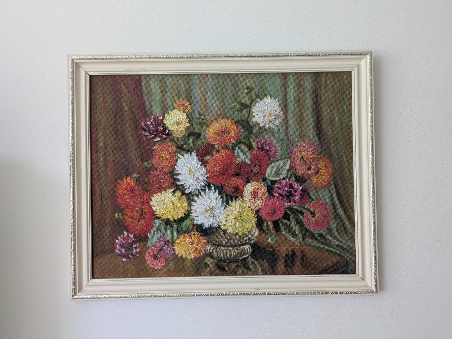 Vintage Still Life Painting Flowers Floral Bouquet Framed Vgc Old Signed D Sands