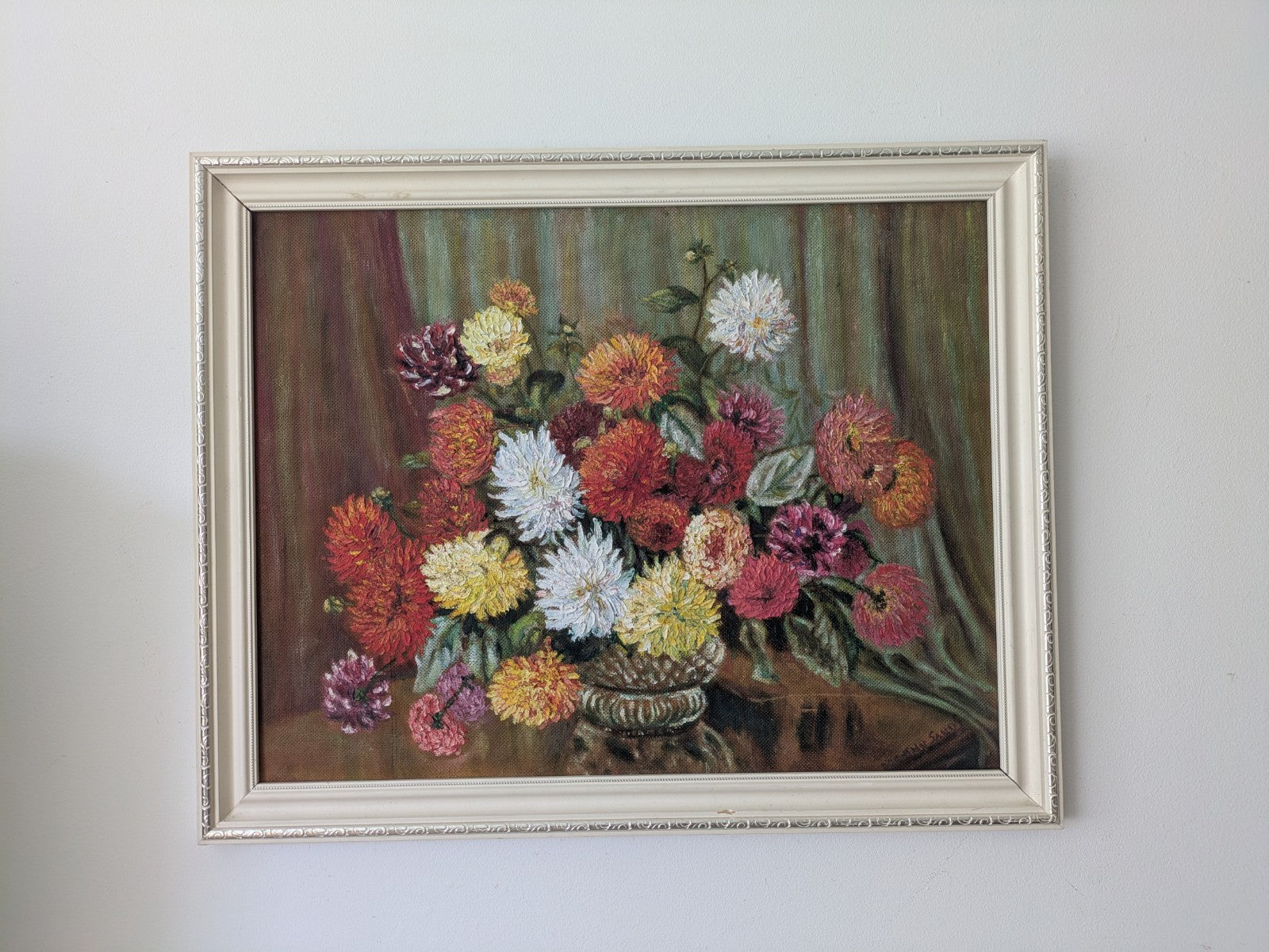 Vintage Still Life Painting Flowers Floral Bouquet Framed Vgc Old Signed D Sands