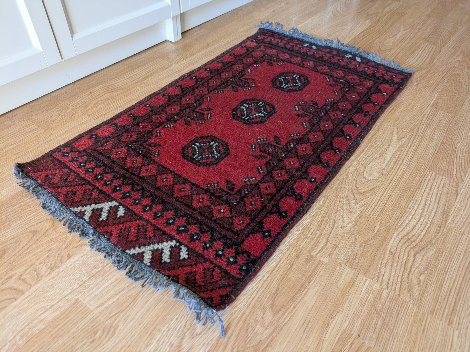 Vintage Oriental Turkish Wool Rug Red Tones 48.5 x 90cm Eastern Kayam Carpet 