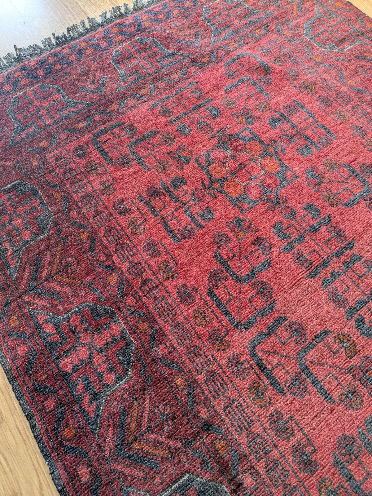 Afghan Handwoven Oriental Rug 151x99cm Top Condition Oriental Carpet Rug Red Lrg