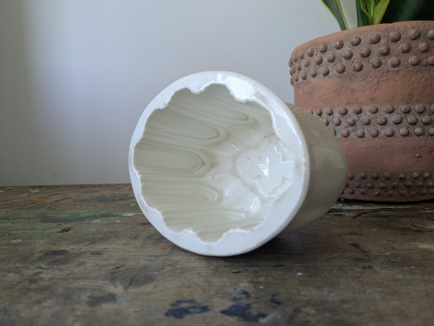 Antique Copeland Ceramic Jelly Mould Oval Design White Vgc Kitchen Prop Decor