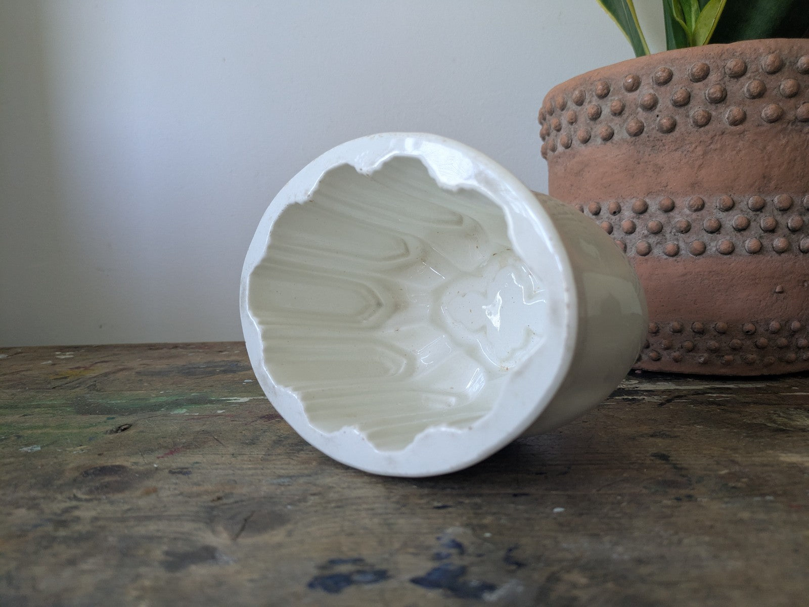 Antique Copeland Ceramic Jelly Mould Oval Design White Vgc Kitchen Prop Decor