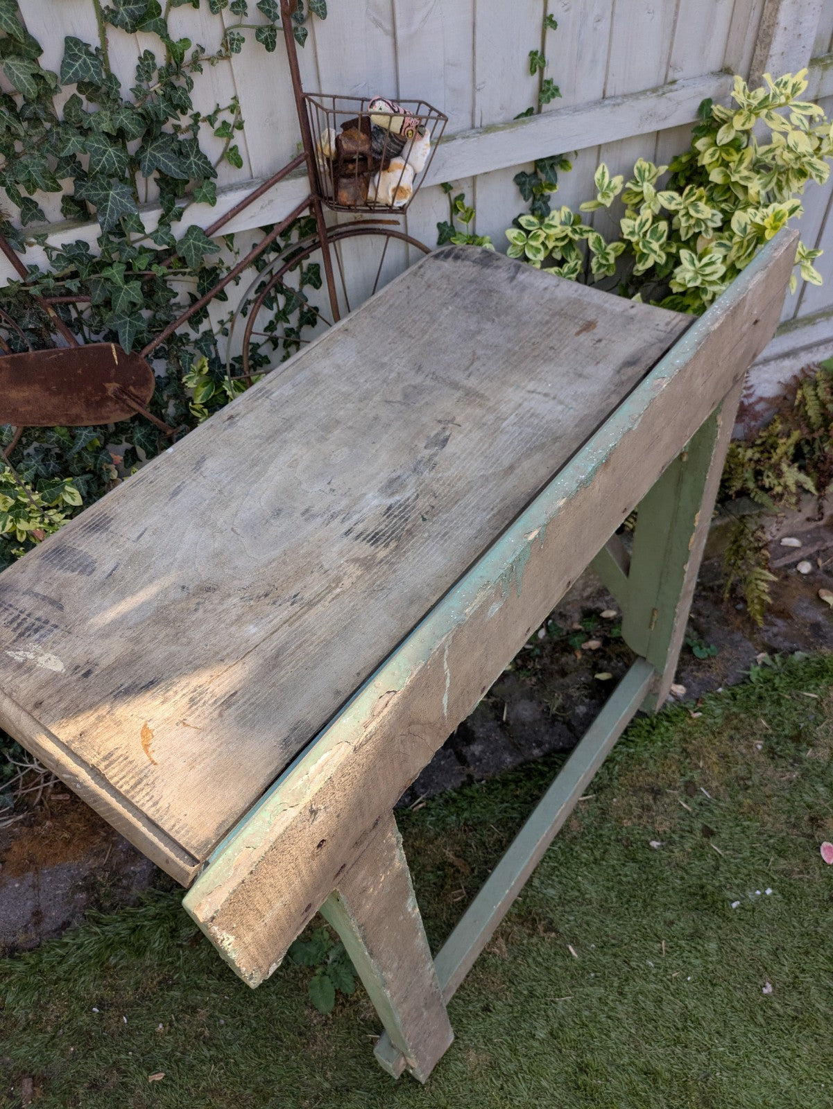 Vintage Antique Folding Table Pine Rustic Drop Down Wall Mounted Primitive Old 