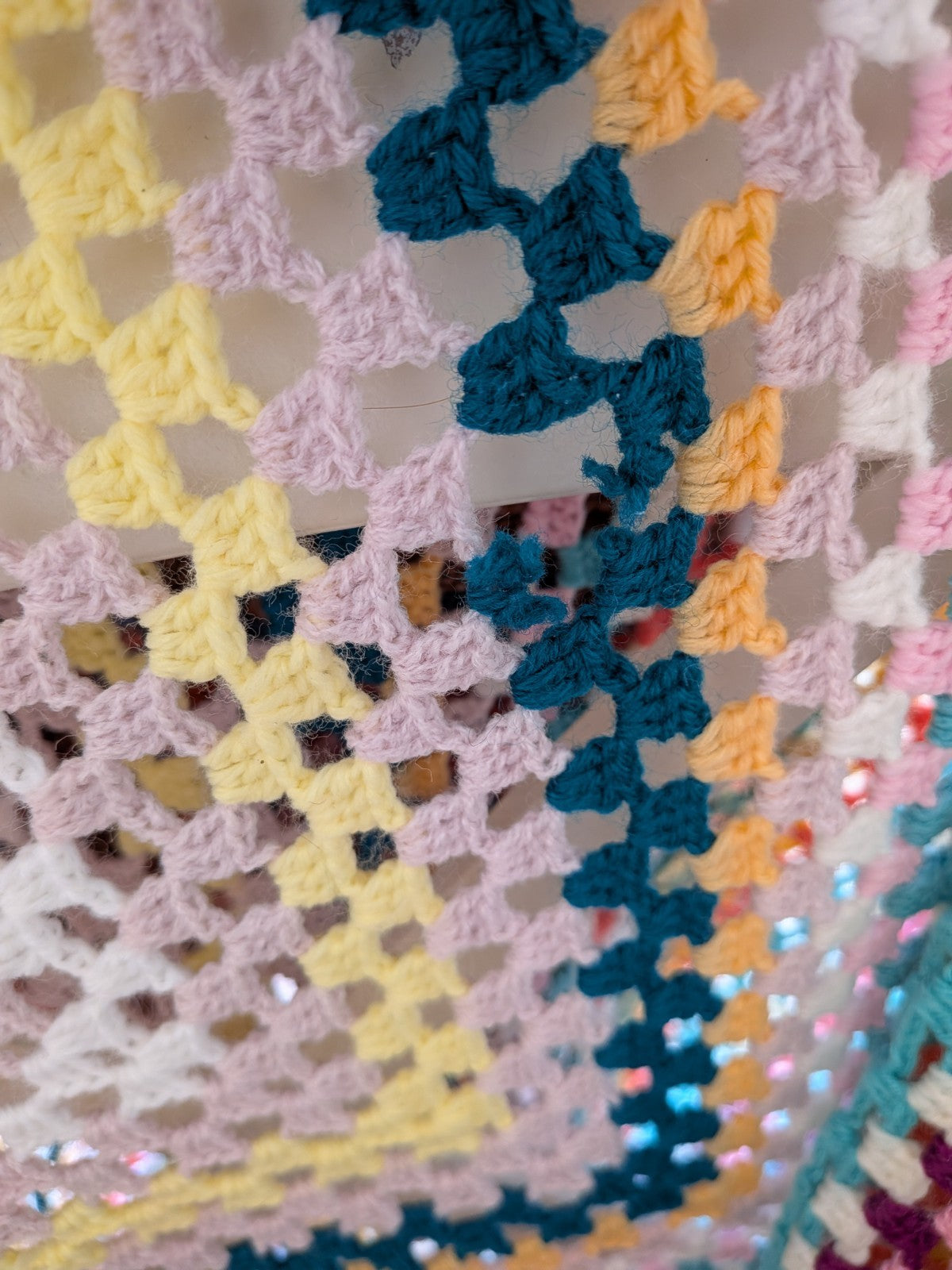Handmade Granny Crochet Blanket Square Campervan Sofa Throw Picnic VW Pride Vtg 