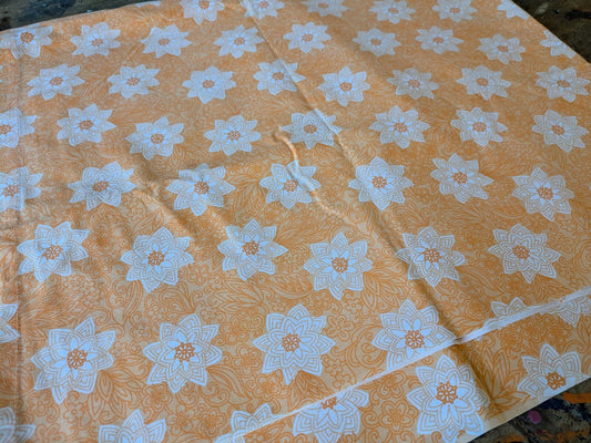 Vintage retro floral flower Orange King Size XL flat sheet 60s 70s Vgc Prop Rare