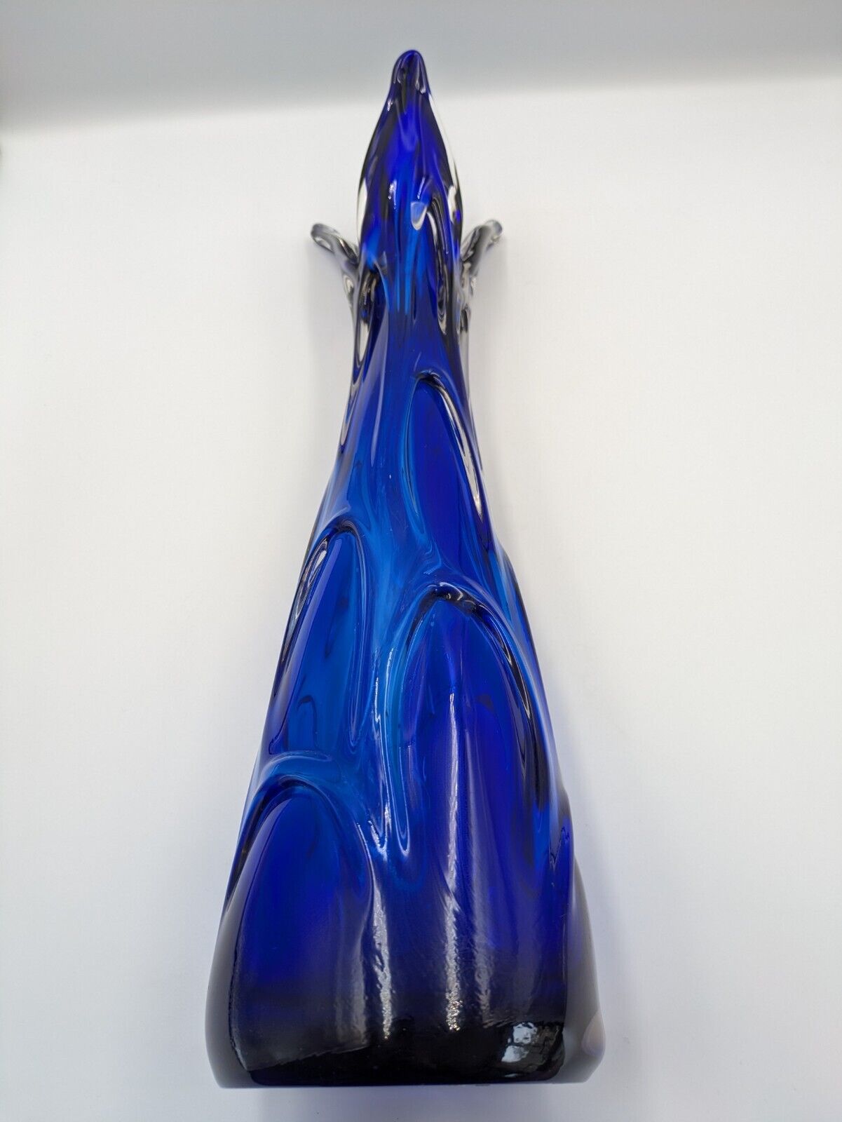 Vintage Bohemian Large Glass Vase By Jan Beranek, Skrdlovice Colbalt Blue 1960’s