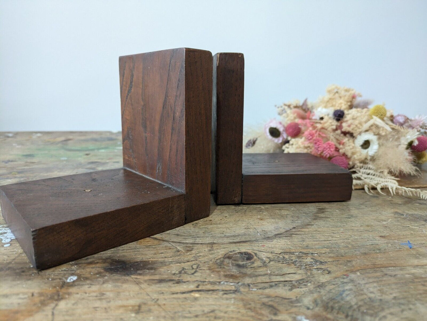 Original Oak Art Deco Antique Bookends Book Ends design vintage pair old vtg