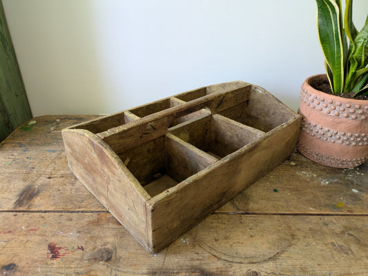 Vintage Garden Wooden Sectional Trug Flower Basket Carry Tool Storage Craft Old 