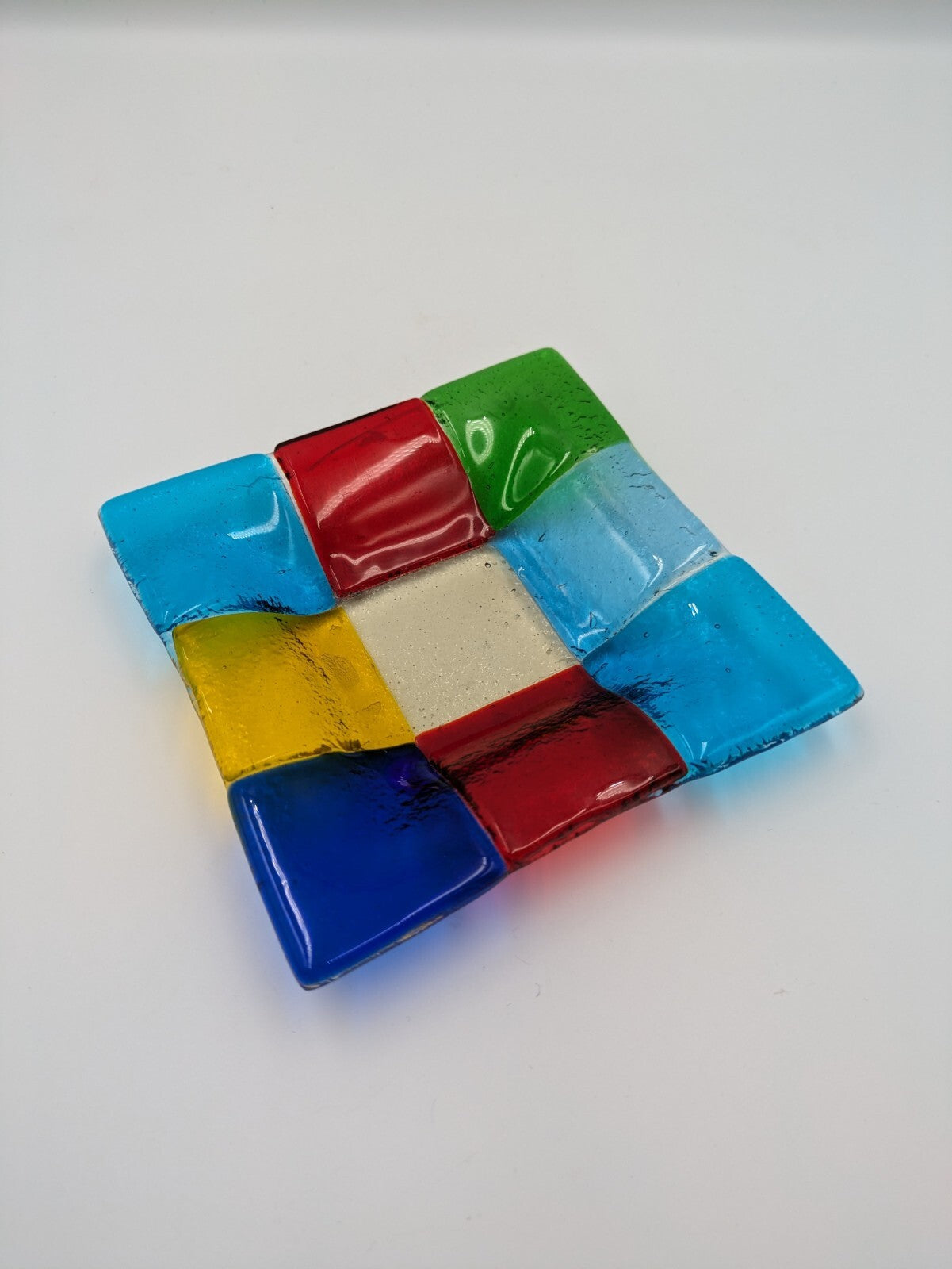 Murano Glass Fused Trinket Dish A. Dal Borgo Venezia Candy Square Color Block